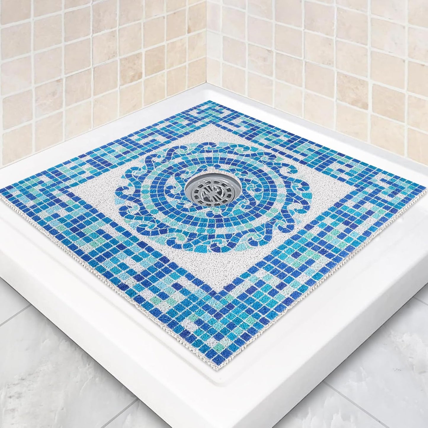 Square Shower Mat Non Slip: 36 x 36 Inch Extra Large Design