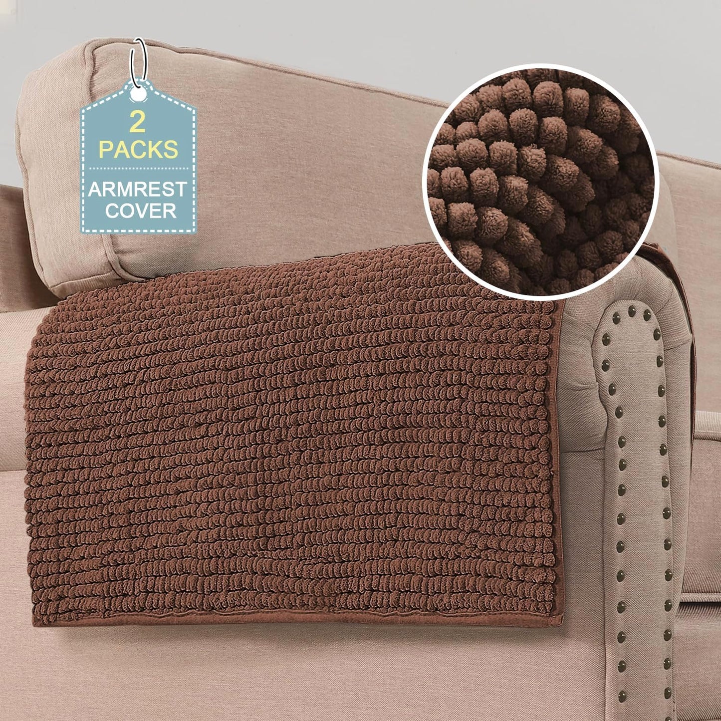 H.VERSAILTEX Plush Chenille Couch Armrest Cover for Pets