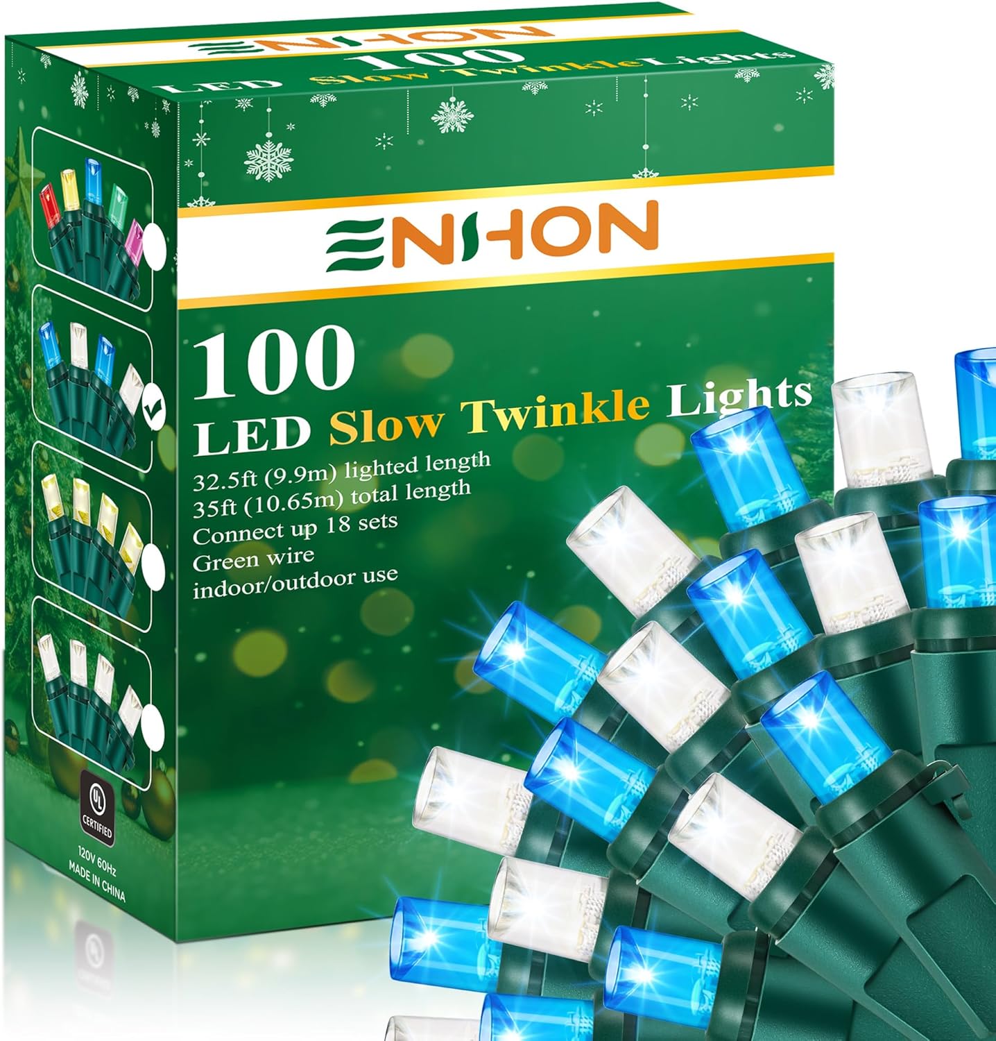 Enhon Slow Twinkling Christmas Light Set for Elegant Displays