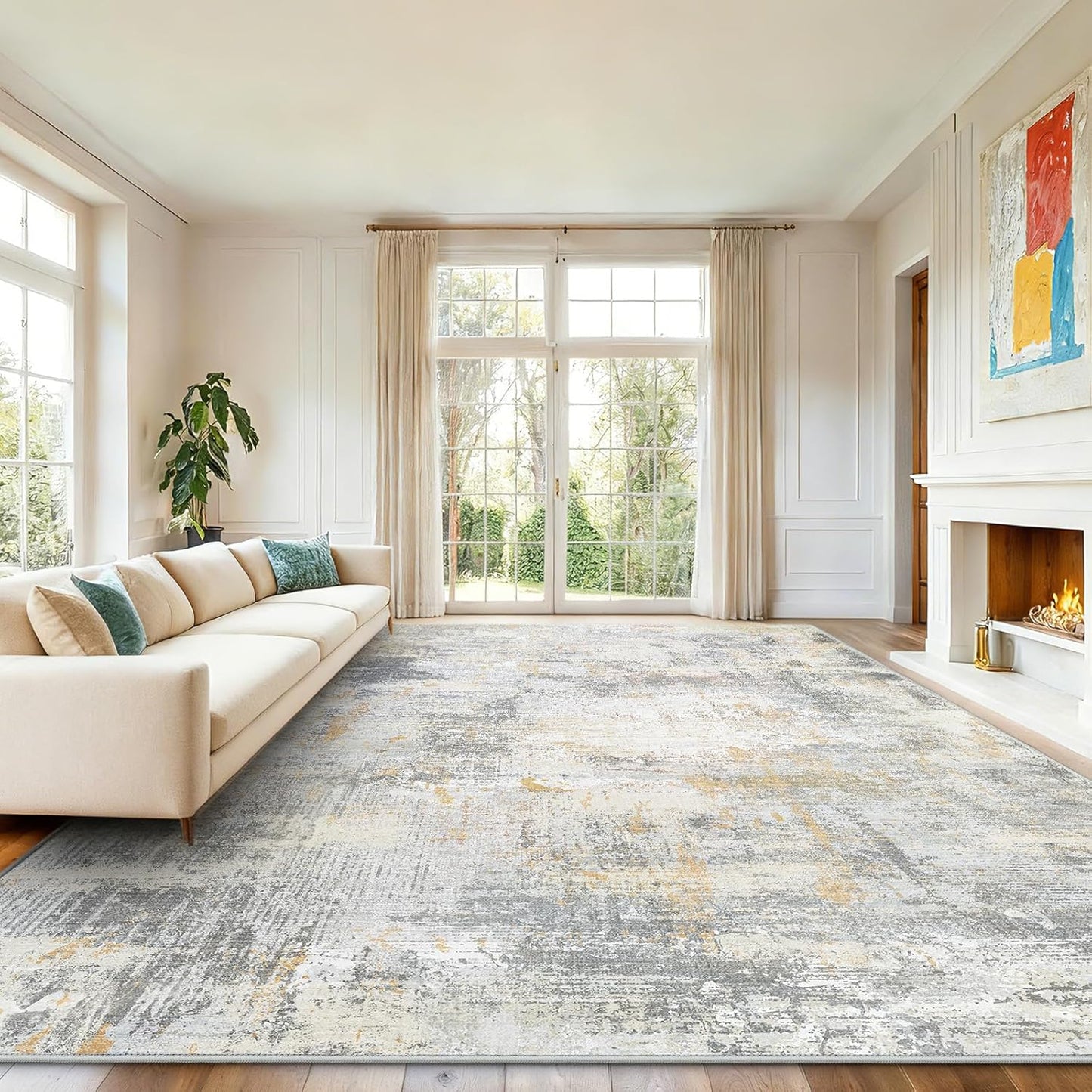 8x10 Area Rugs for Living Room with Modern Abstract Design