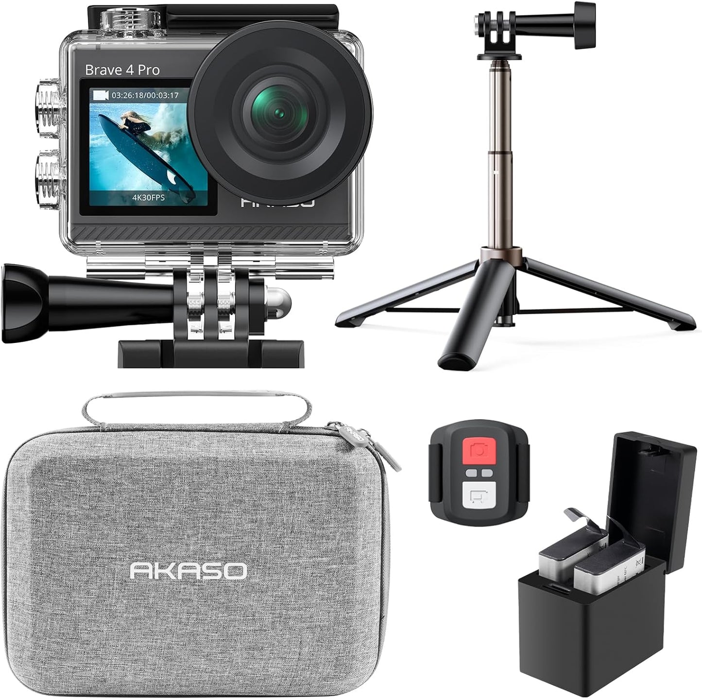 AKASO Brave 4 Pro Action Camera Bundle with Accessories Kit