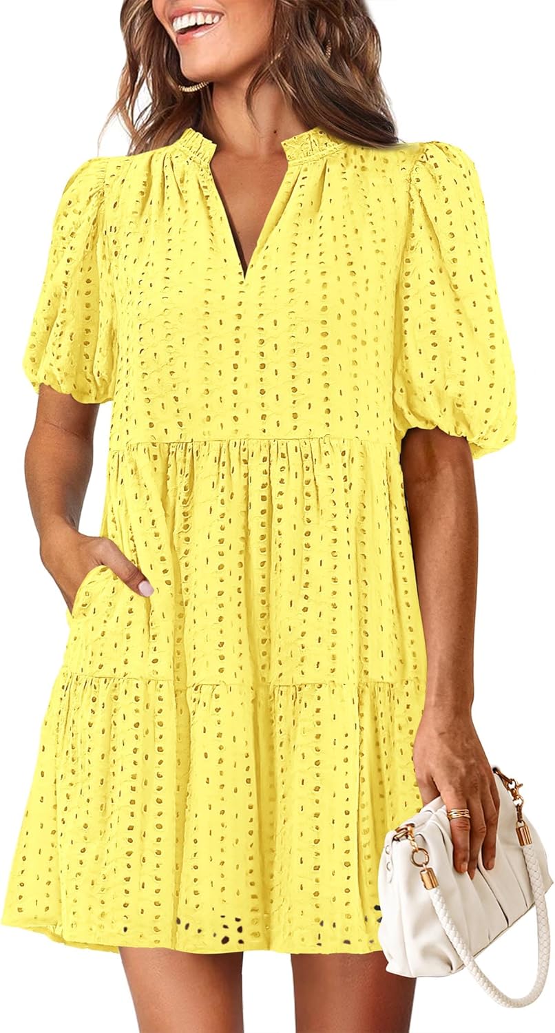 KIRUNDO Eyelet Summer Dresses for Women with Pockets 2025