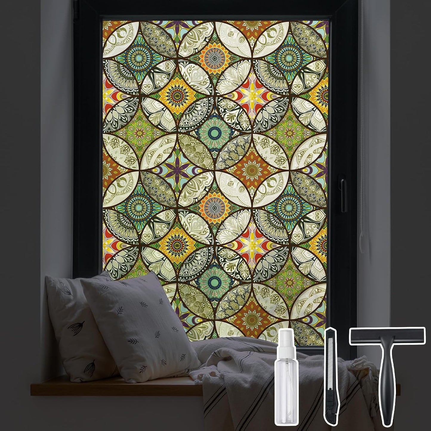 DKTIE Static Cling Decorative Window Film for Privacy and Style
