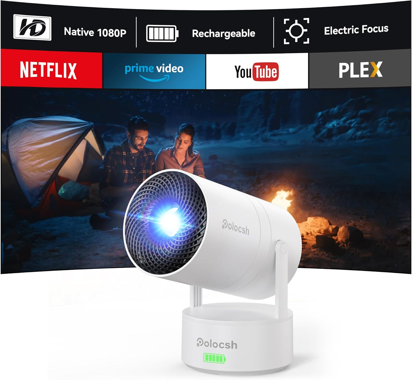 Portable 4K Mini Smart Projector: WiFi, Bluetooth, Android 11 - Polocsh