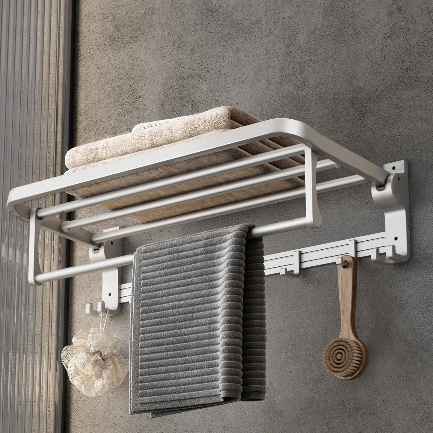 VOLPONE 24 Inch Foldable Towel Rack for Space Saving Storage