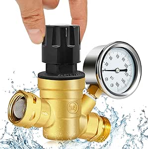Boltigen Upgrade RV Water Pressure Regulator with Gauge and Handle