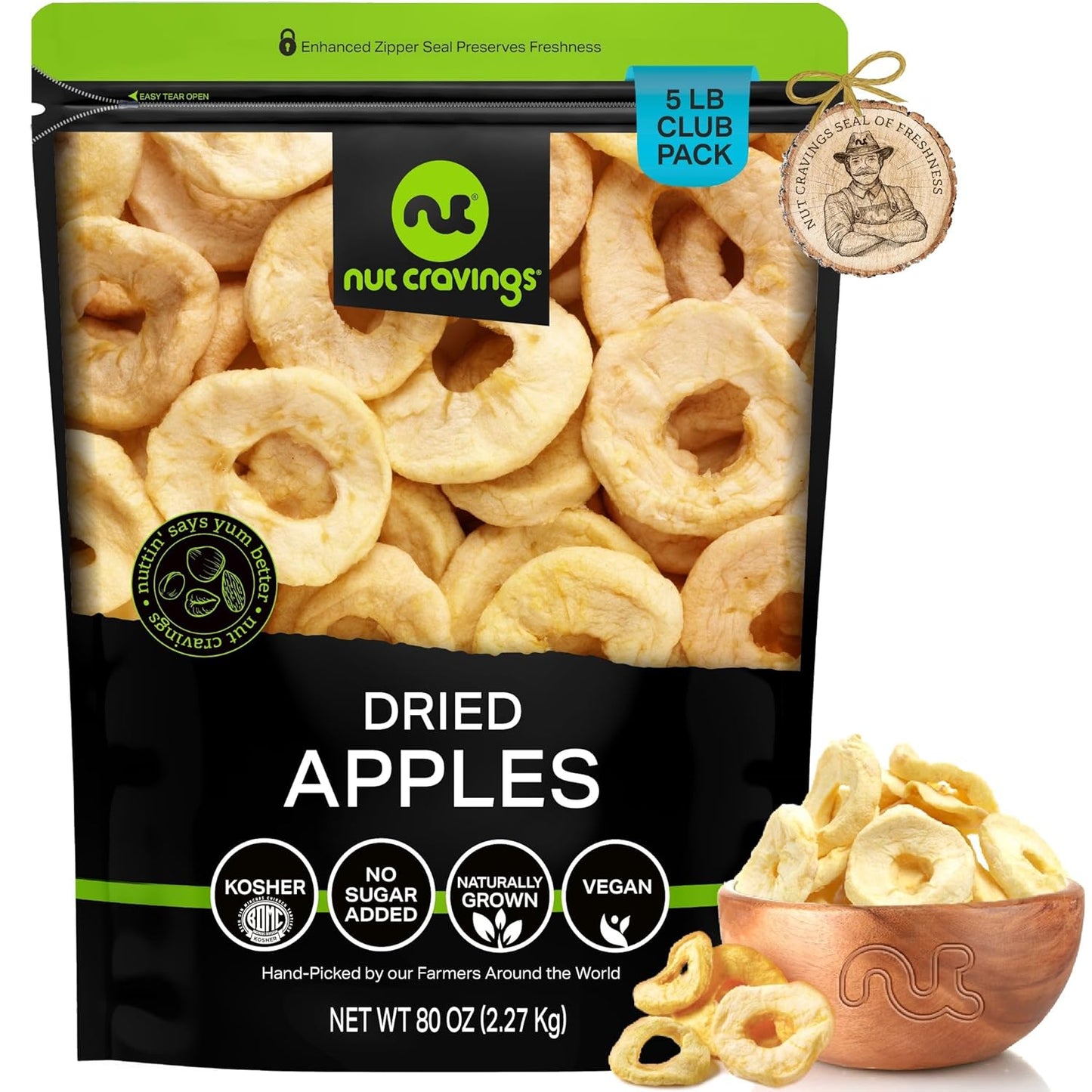 Dried Apple Rings Slices - Sweet Healthy Snack in Bulk