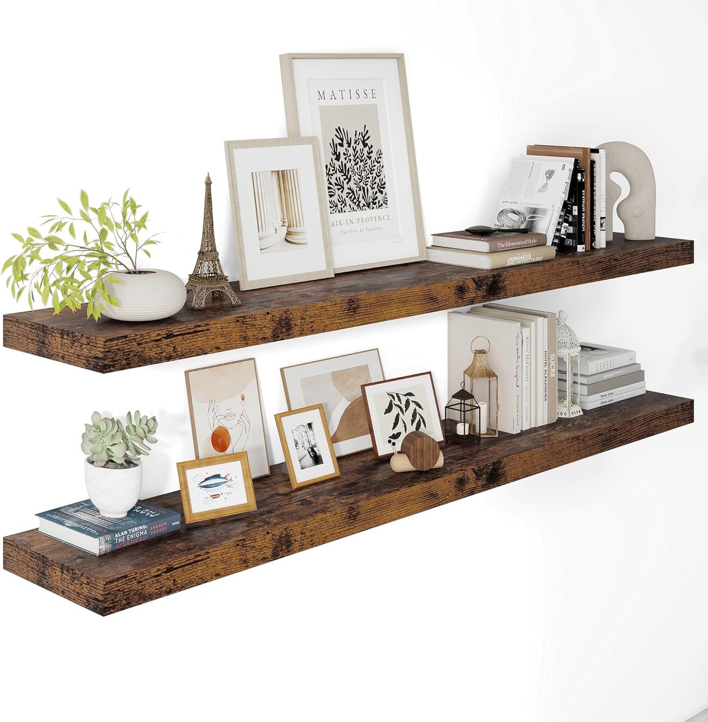 Vivelove 12 Deep Floating Shelves for Wall - Rustic Home Decor