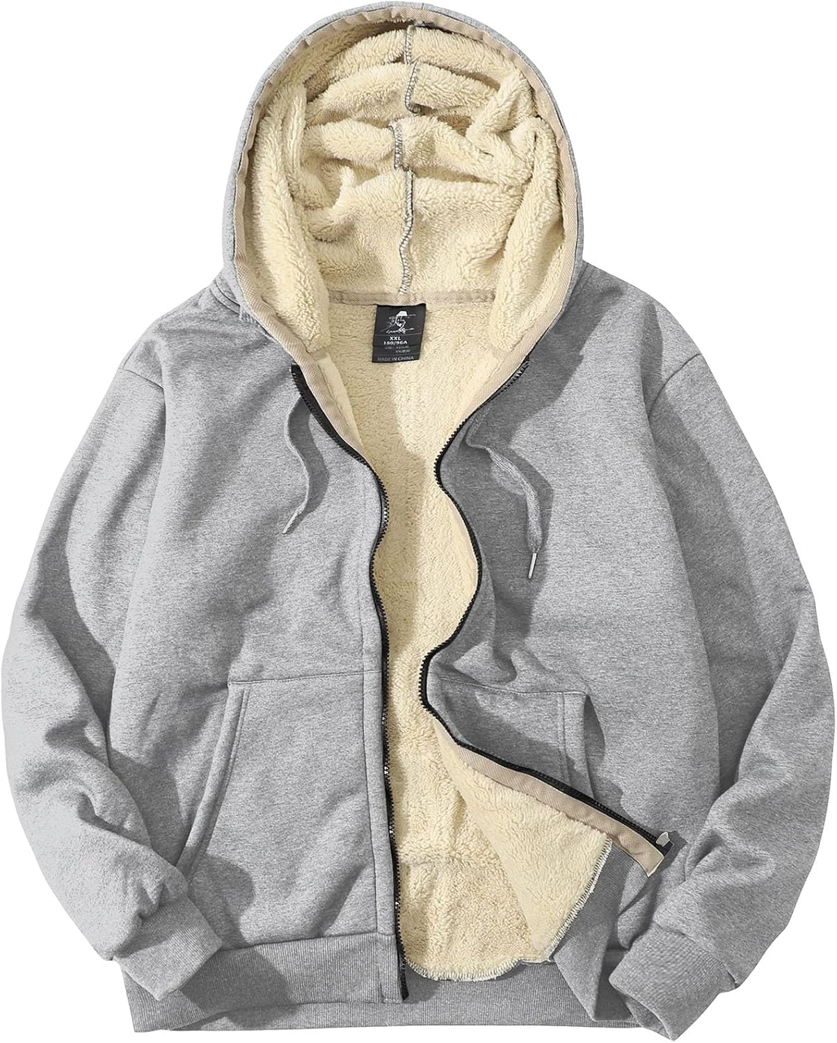 Flygo Men's Sherpa Hoodie Jacket for Ultimate Winter Warmth