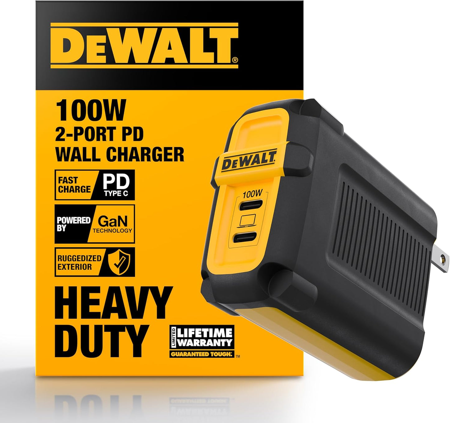 DEWALT Heavy Duty 100W USB C Charger Block for Fast Charging