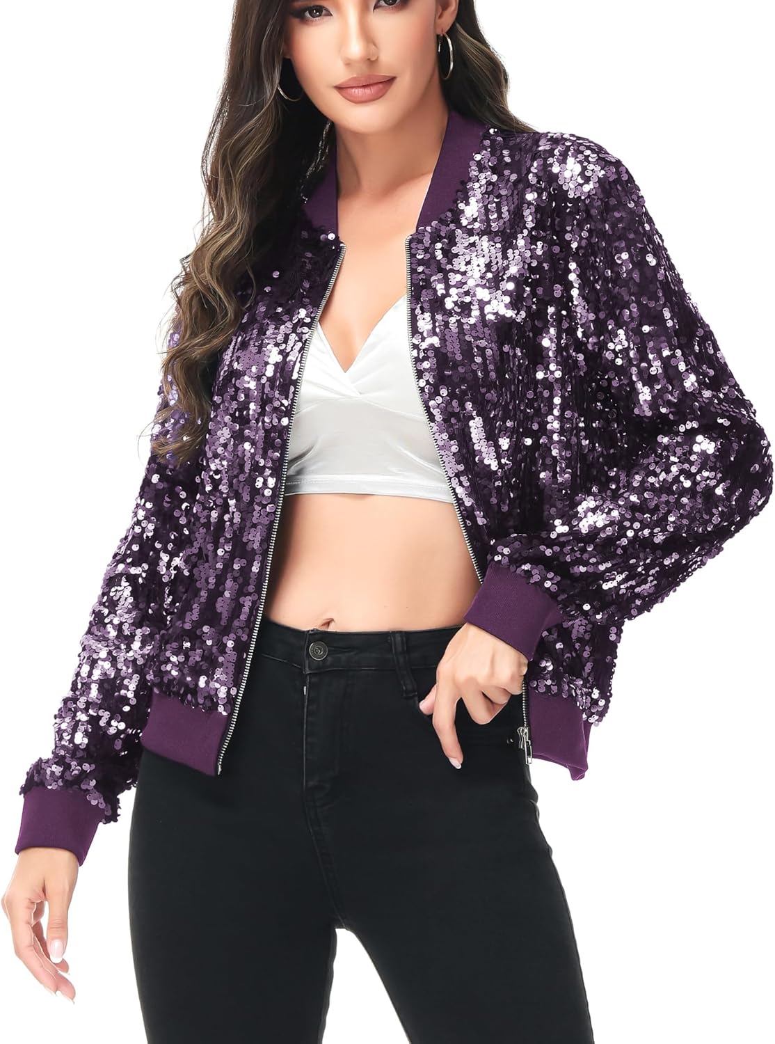 Sparkly Sequin Bomber Jacket for Women - Perfect for Parties