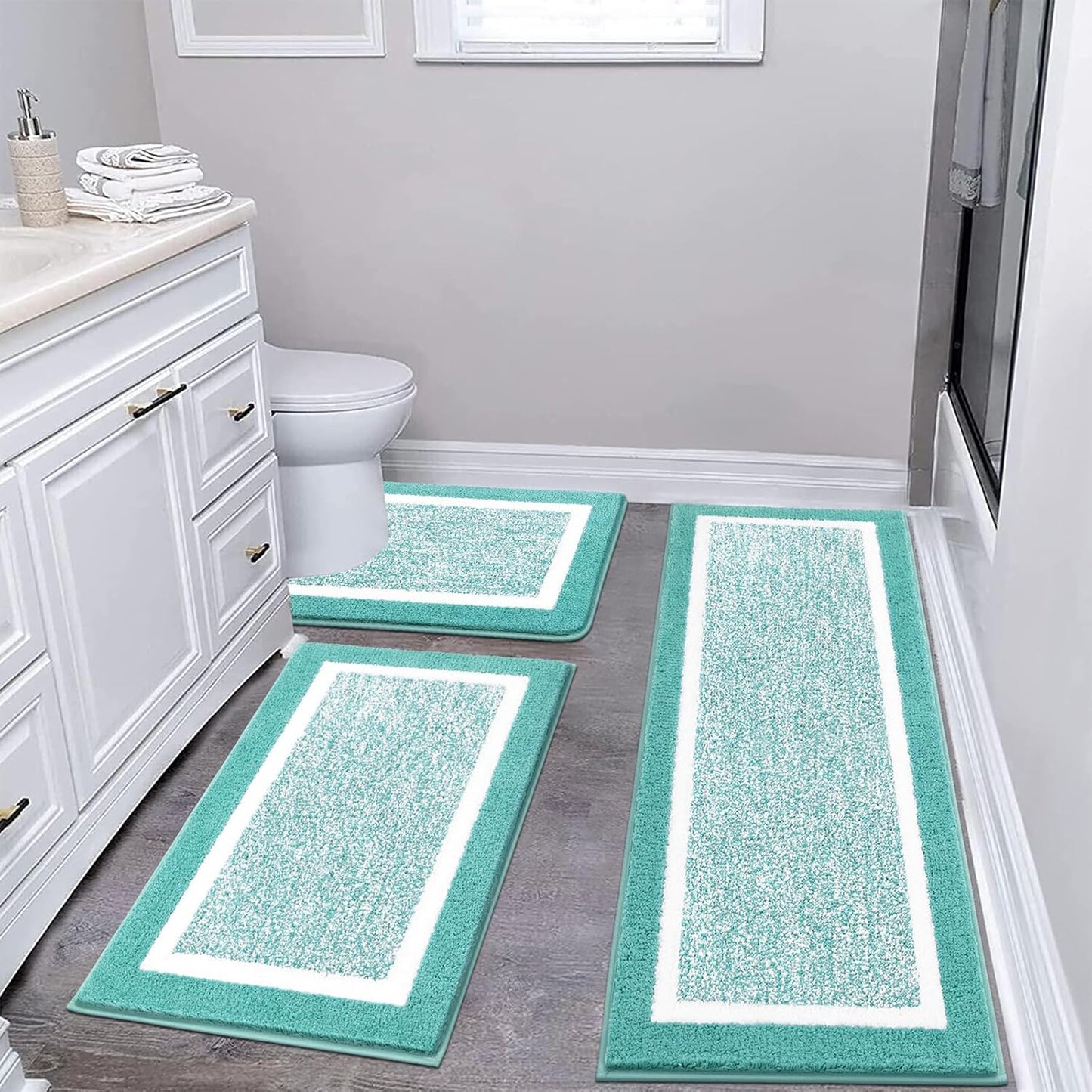 Pauwer 3-Piece Bathroom Shower Rug Set - Ultra Soft and Absorbent