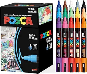 Posca Paint Markers Set of 15 with Reversible Tips for Art
