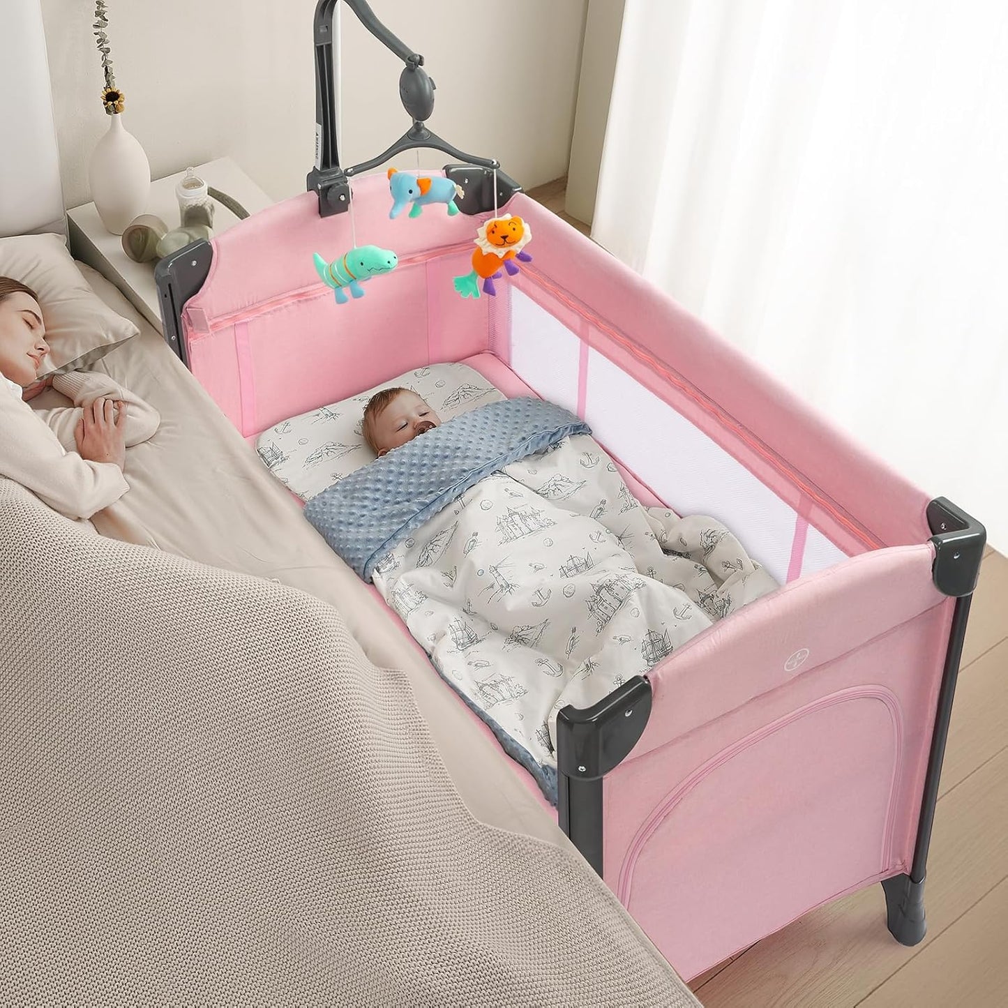 JOYMOR Baby Bedside Bassinet - 3 in 1 Travel Bed for Infants
