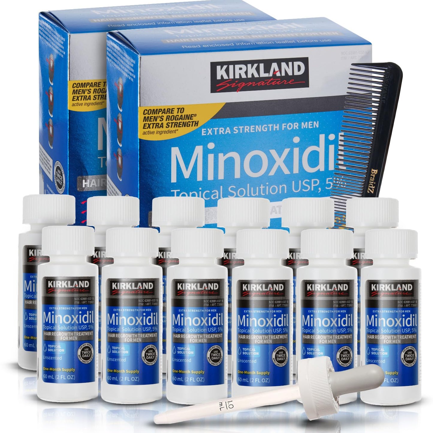 Minoxidil For Men 5% Topical Solution with Braidz Comb