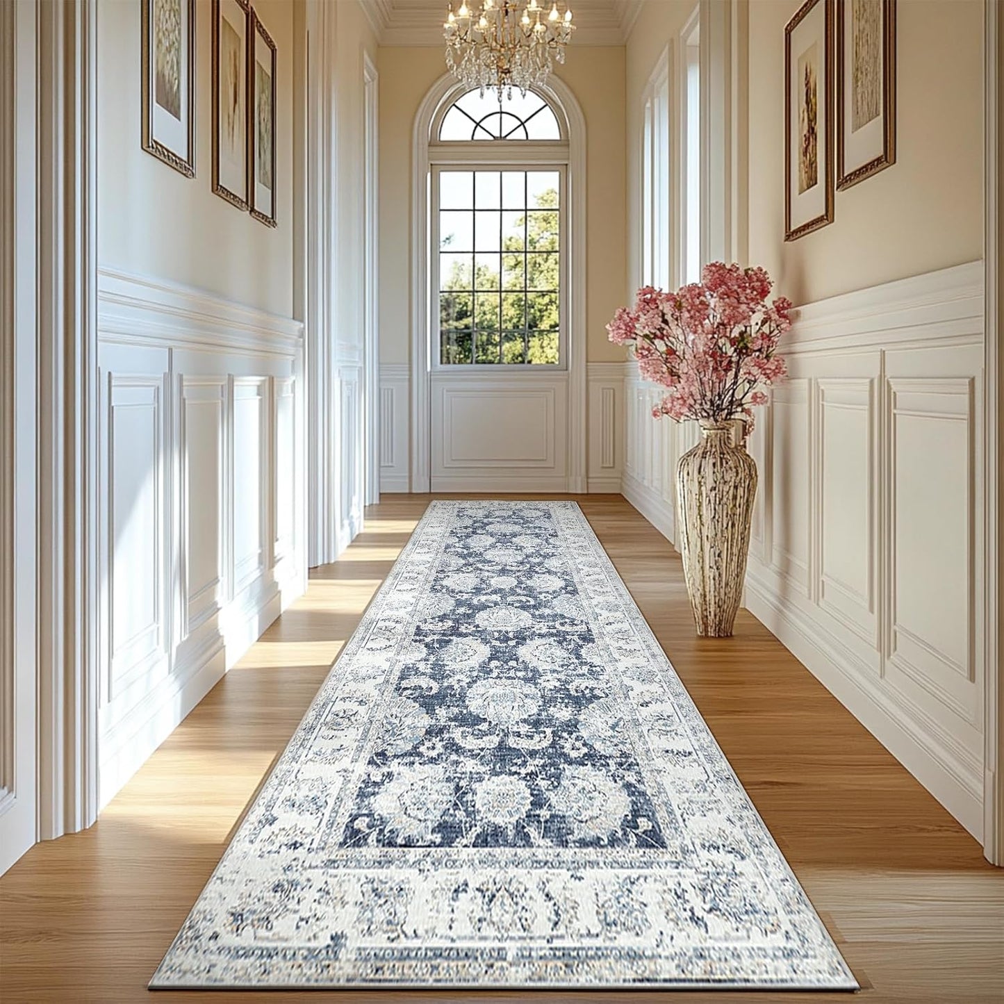 jinchan Hallway Runner Rug 2x10 Machine Washable Dark Blue