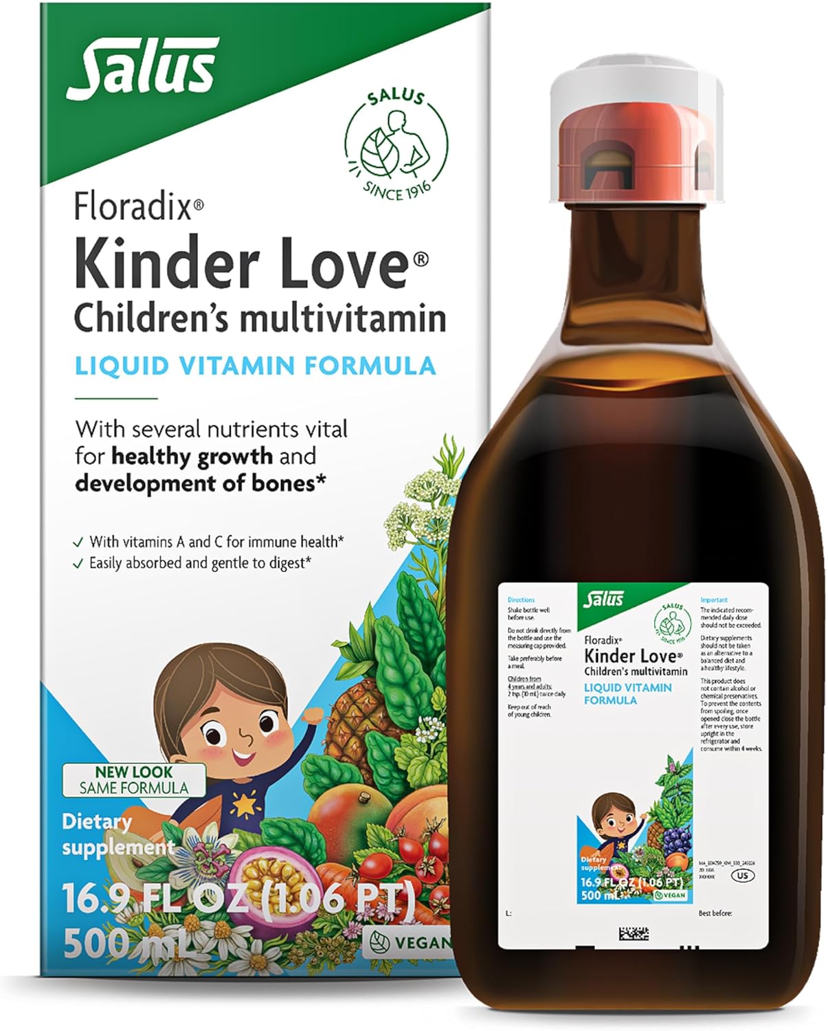 Floradix Kinder Love Liquid Multivitamin for Kids - 16.9 fl oz