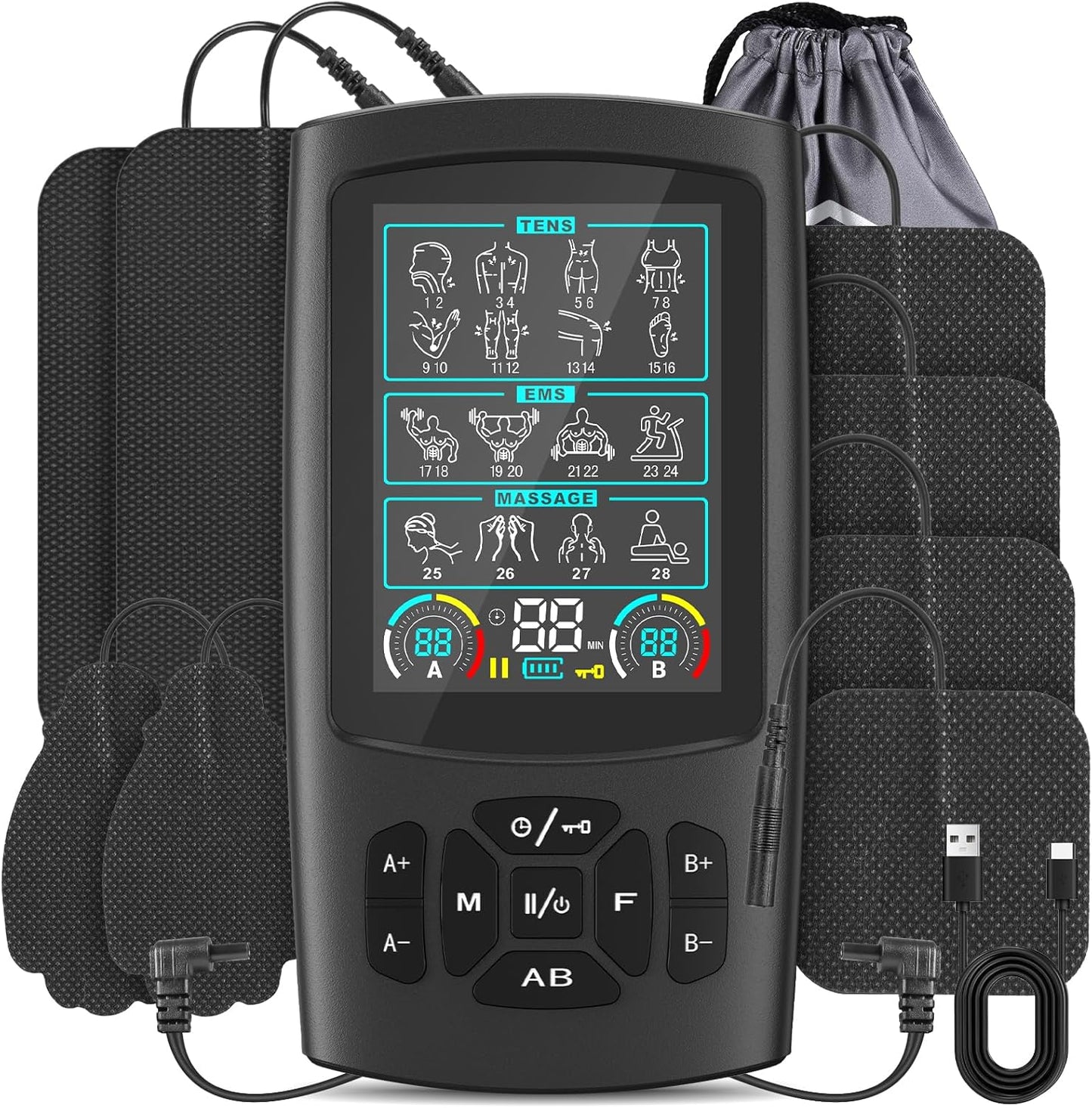 TENS & EMS Muscle Stimulator with 28 Modes for Pain Relief