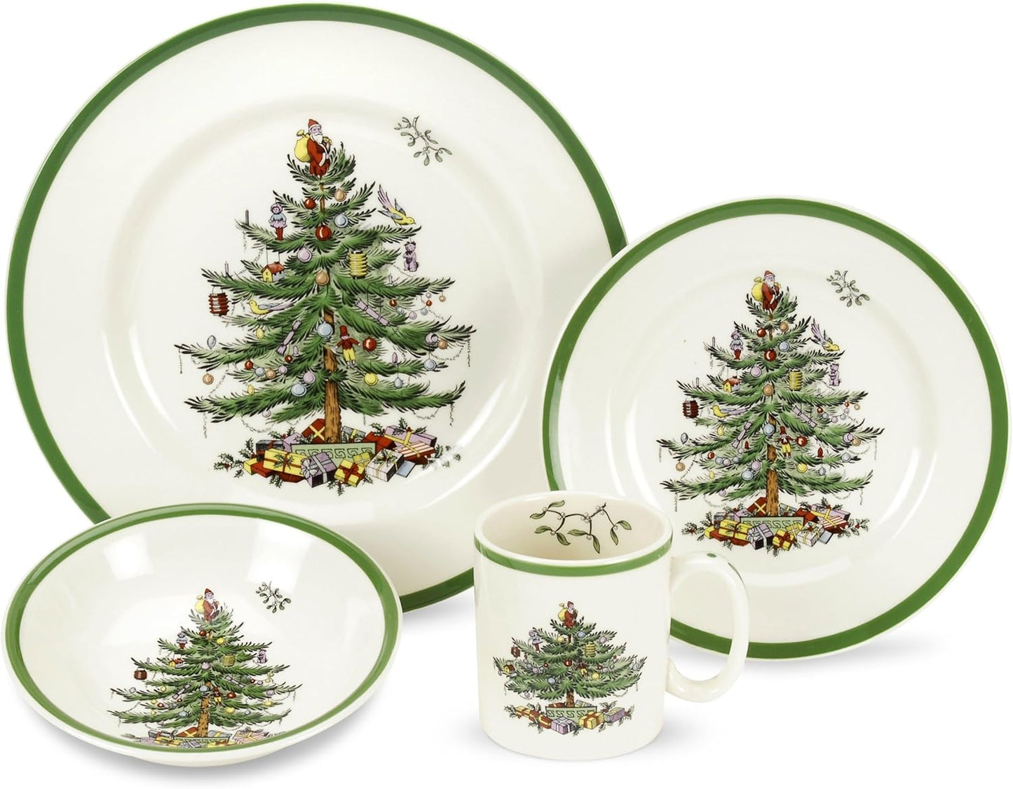 Spode Christmas Tree 4-Piece Dinnerware Set for Holiday Dining