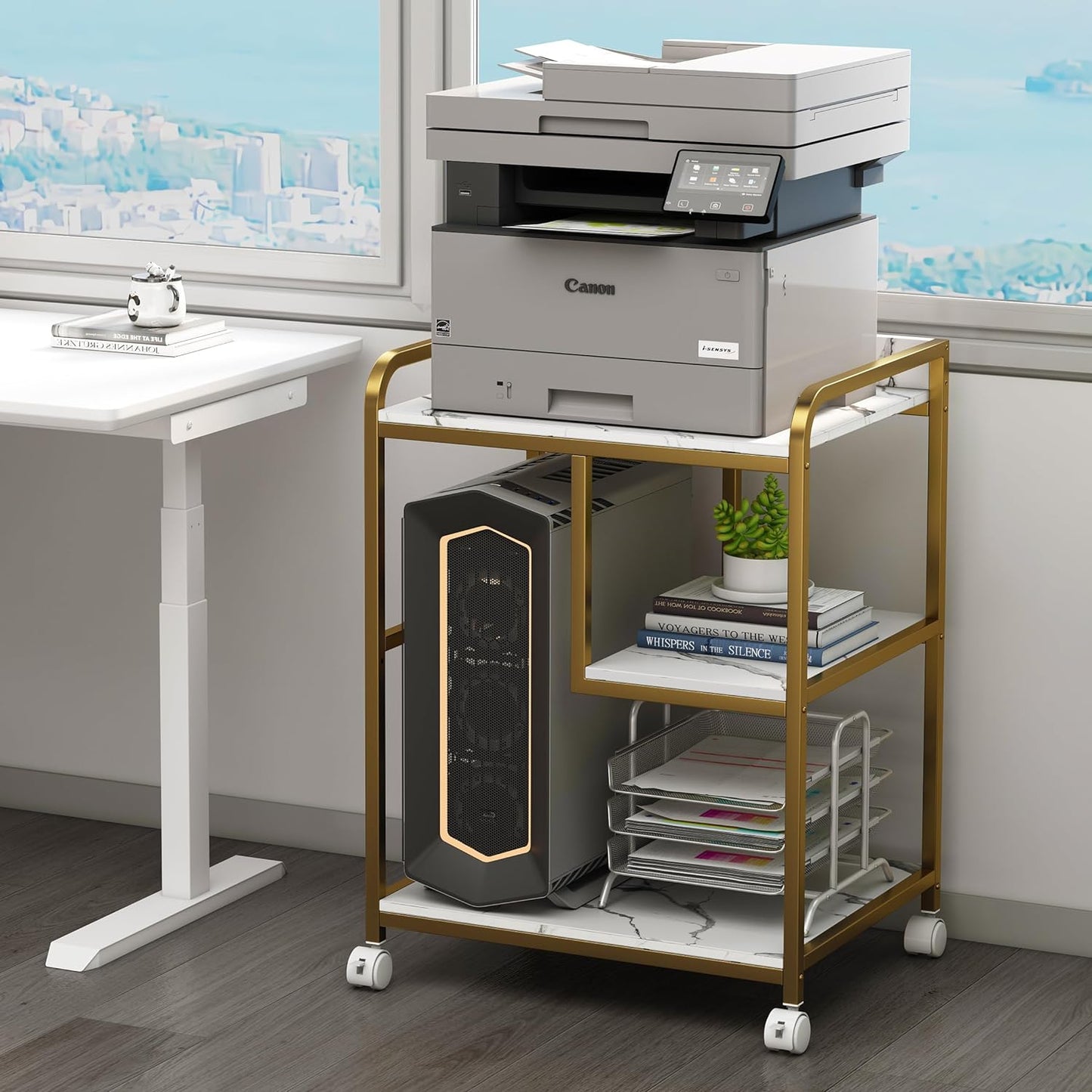 Large Printer Table Stand with Shelf for Home Office Storage