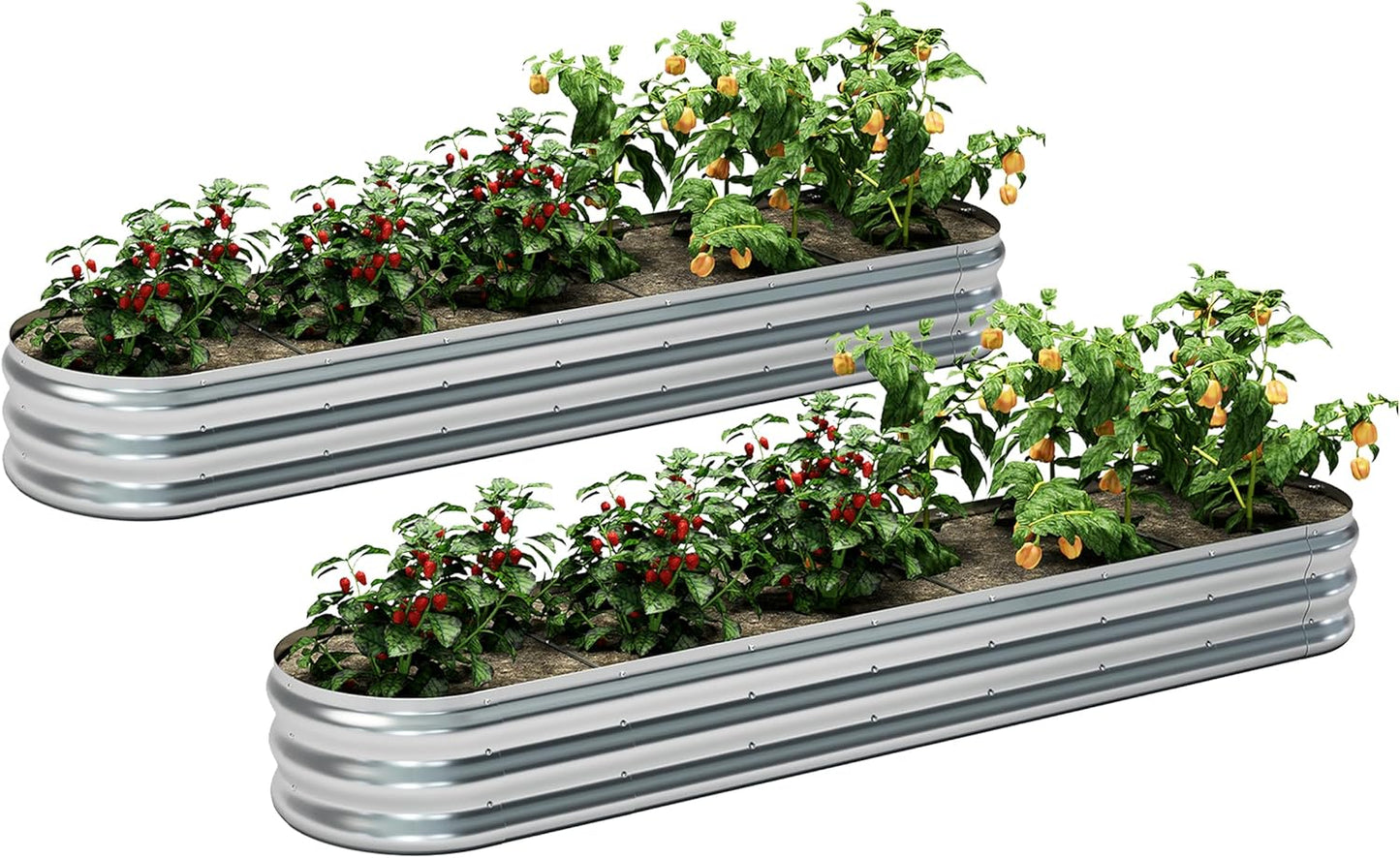 KFN 2pcs Galvanized Raised Garden Bed for Outdoor Planting