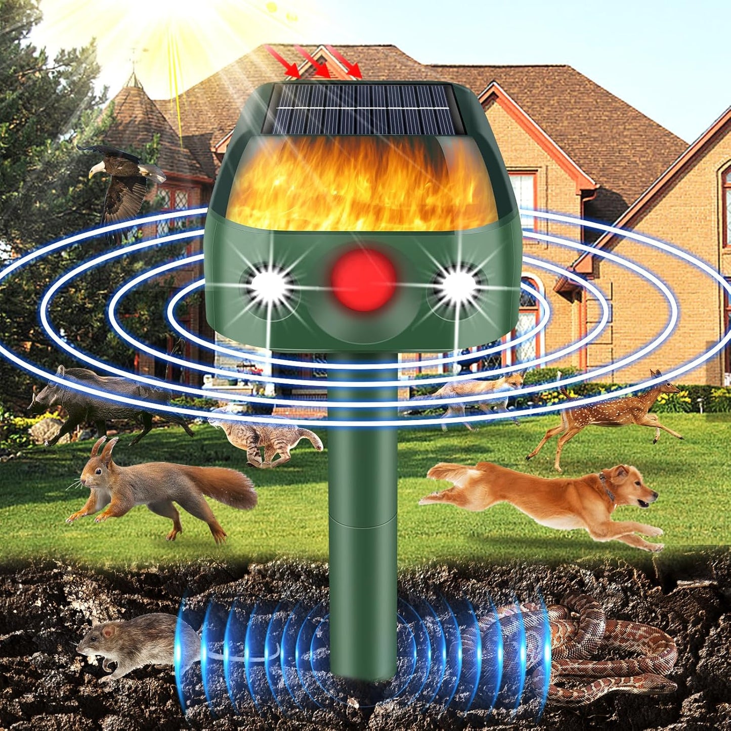 Ultrasonic Animal Repellent with Motion Sensor for Yard Garden