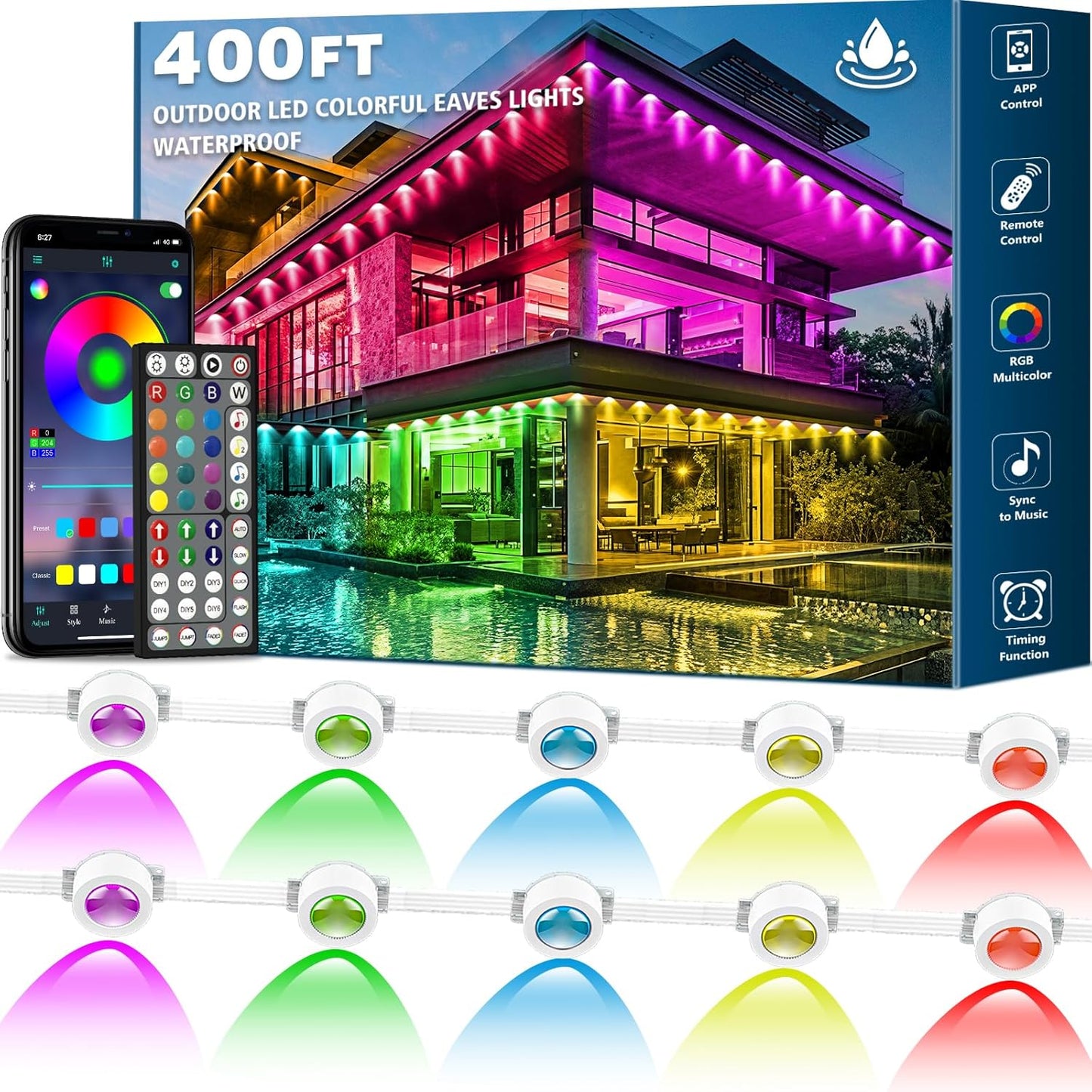 SINLEY 400FT RGB Outdoor Lights - DIY App Control
