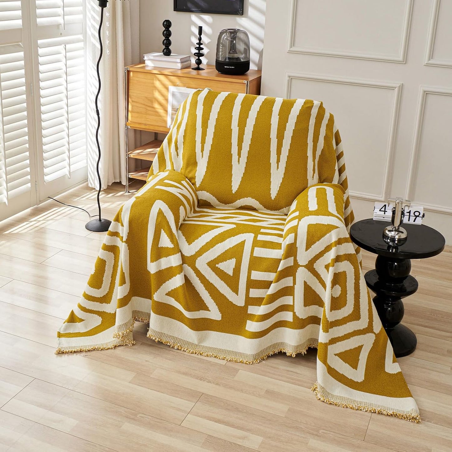 VClife Armchair Couch Cover - Boho Tribal Yellow Geometric Design