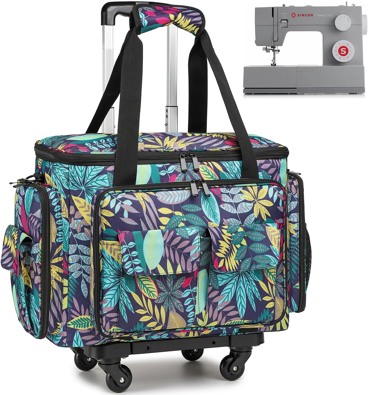 Rolling Sewing Machine Tote with Wheels for Easy Transport