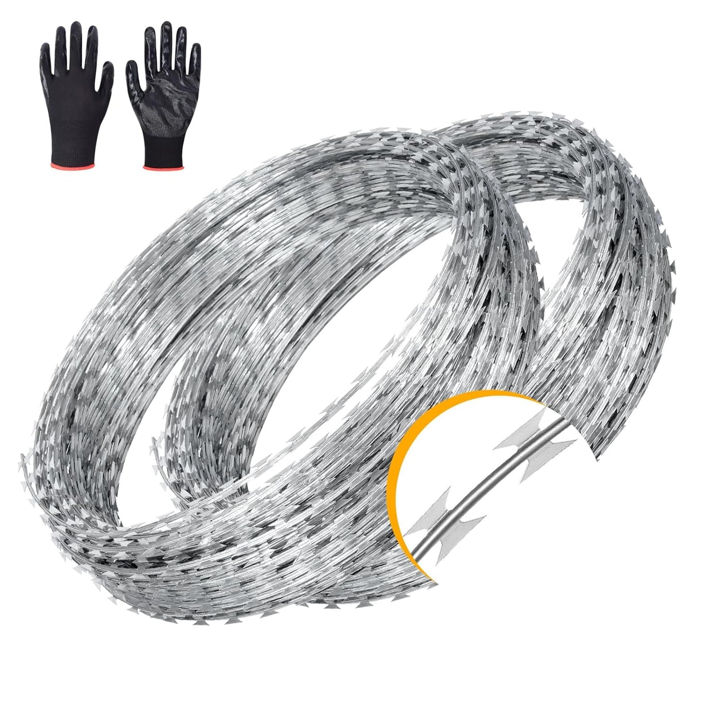 328ft Barbed Razor Wire for Fences and Crafts - 2 Rolls