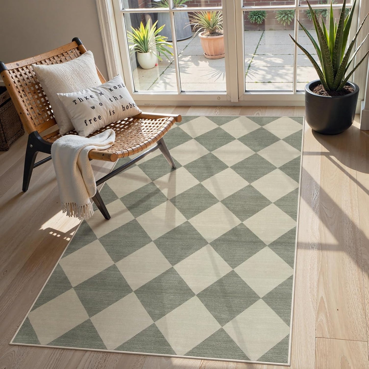 Checkered Print Bedroom Area Rug 3x5 for Stylish Spaces
