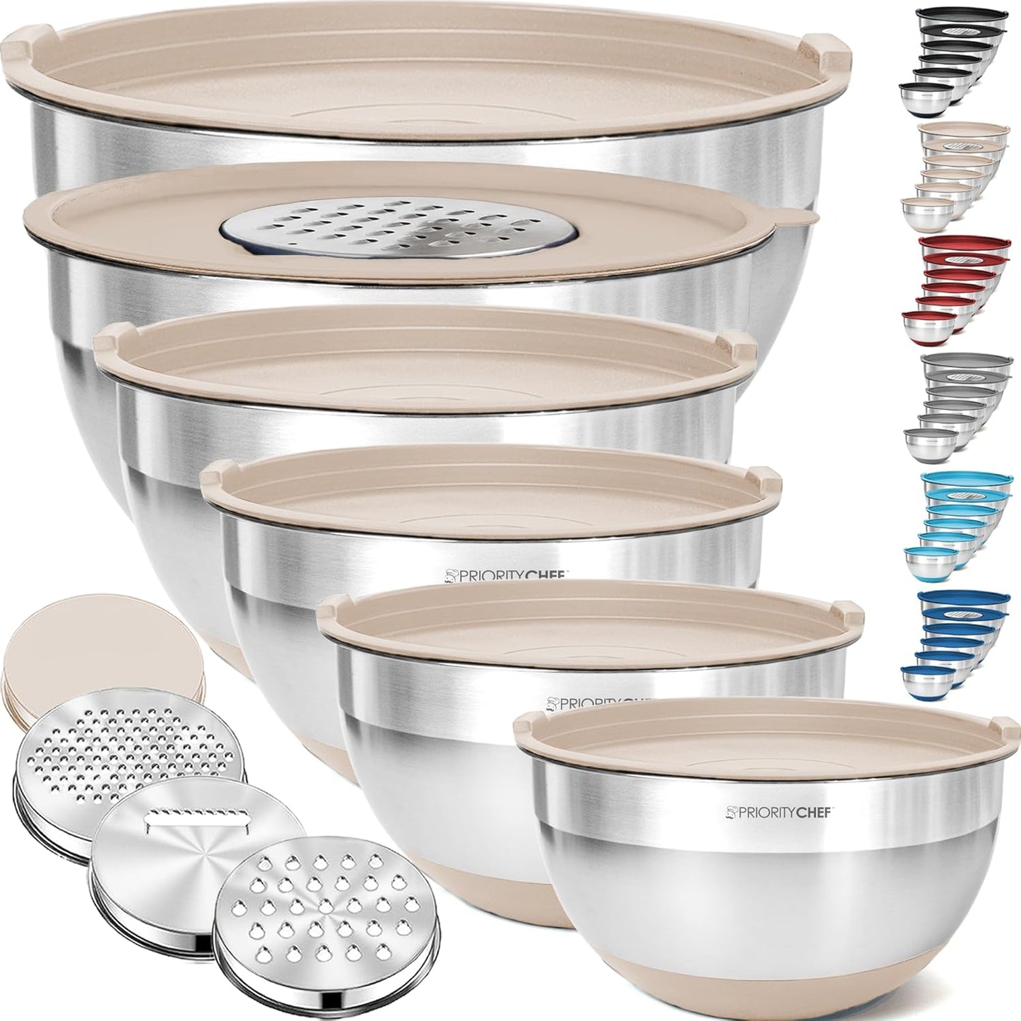 Priority Chef 6Pc Large Mixing Bowls Set with Airtight Lids