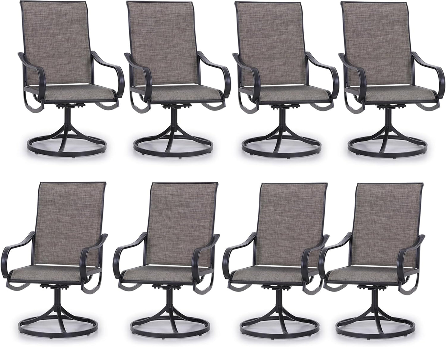 PHI VILLA Patio Swivel Dining Chairs Set of 8 for Outdoor Use