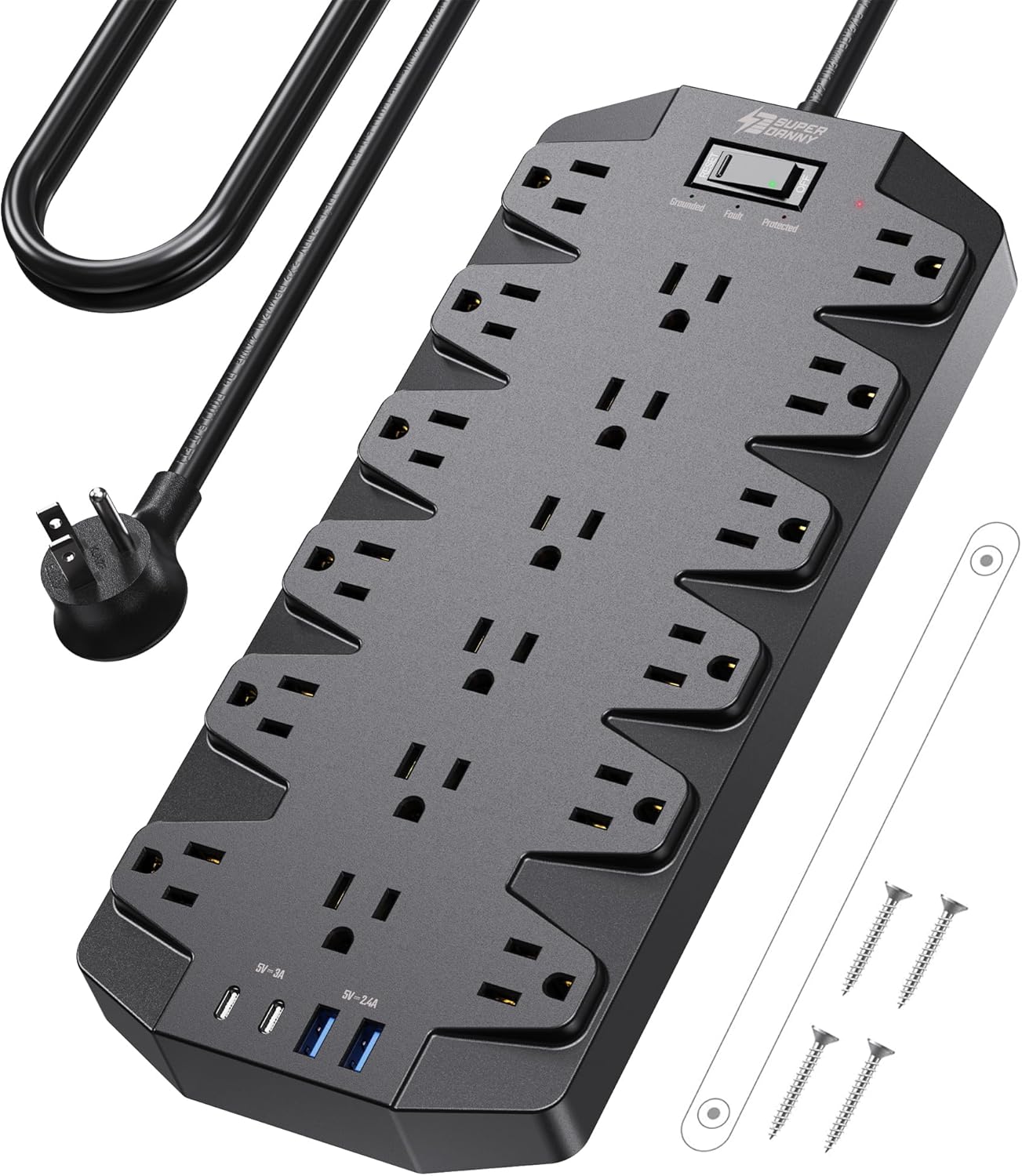Ultimate Power Hub: SUPERDANNY 18AC + 4USB Surge Protector
