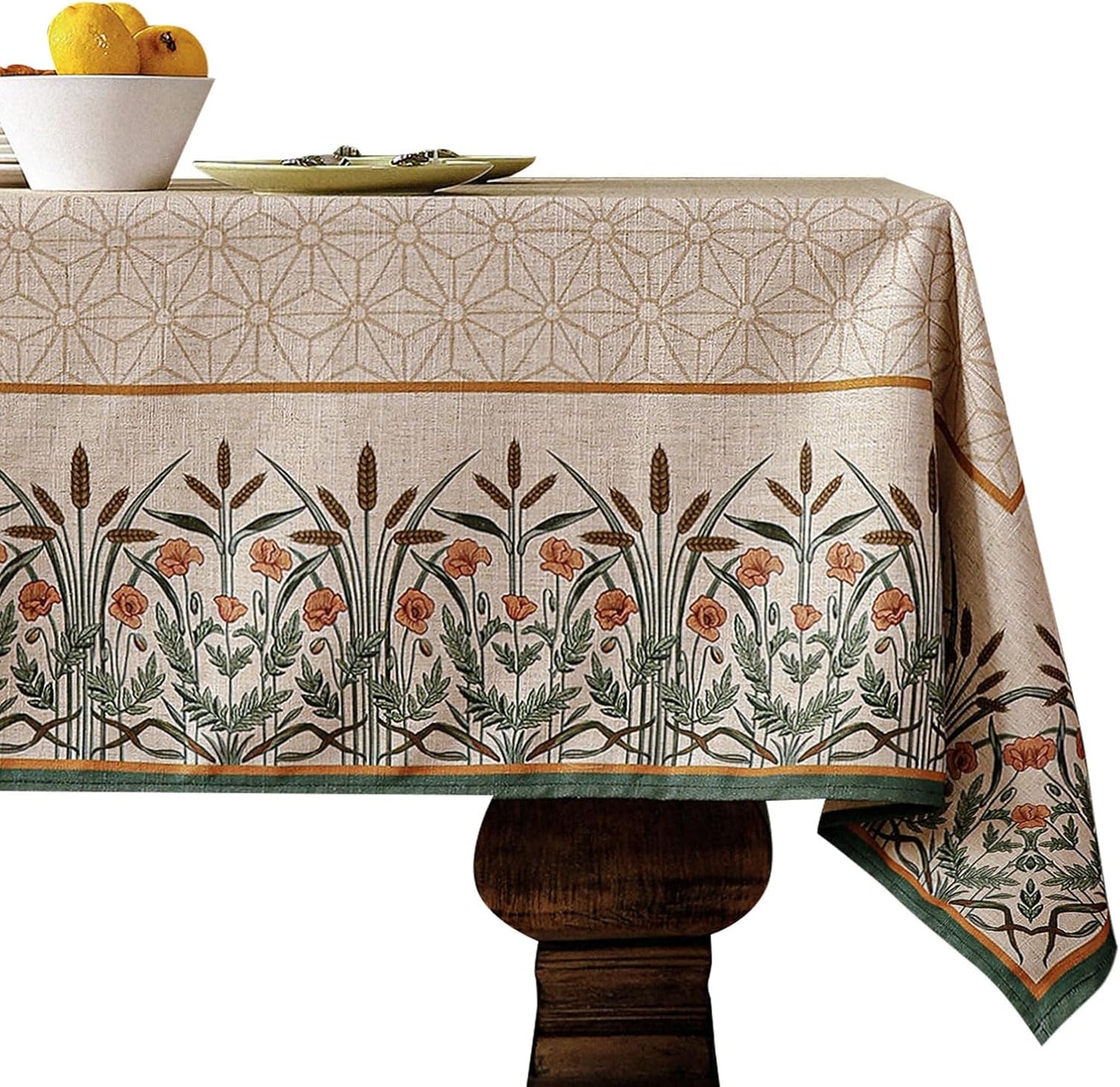 Designer Vintage Linen Small Table Cloth for Rectangle Table