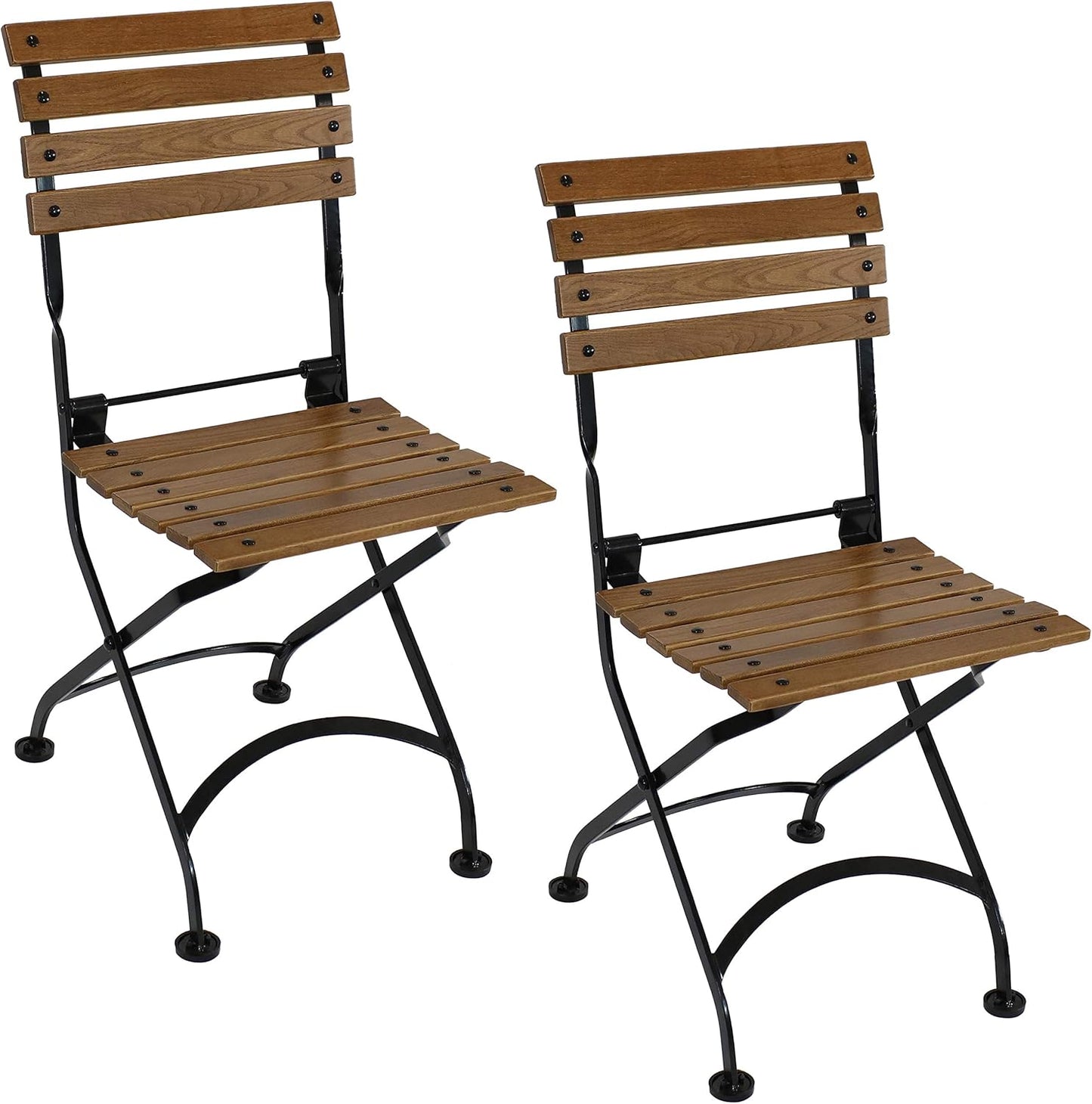 Sunnydaze Chestnut Folding Chairs - Versatile Set of 2