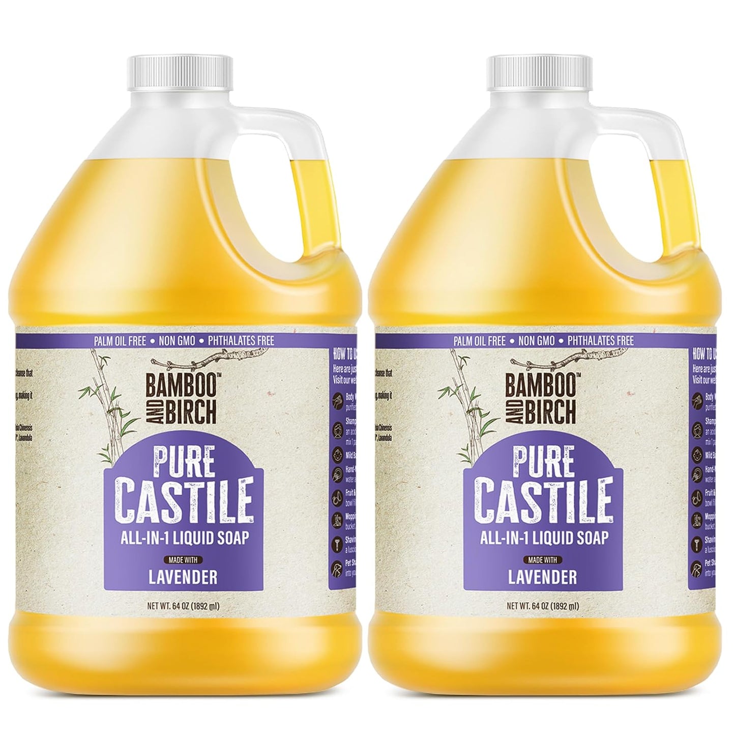 Pure Castile Soap Liquid, Natural Lavender Soap for All Uses