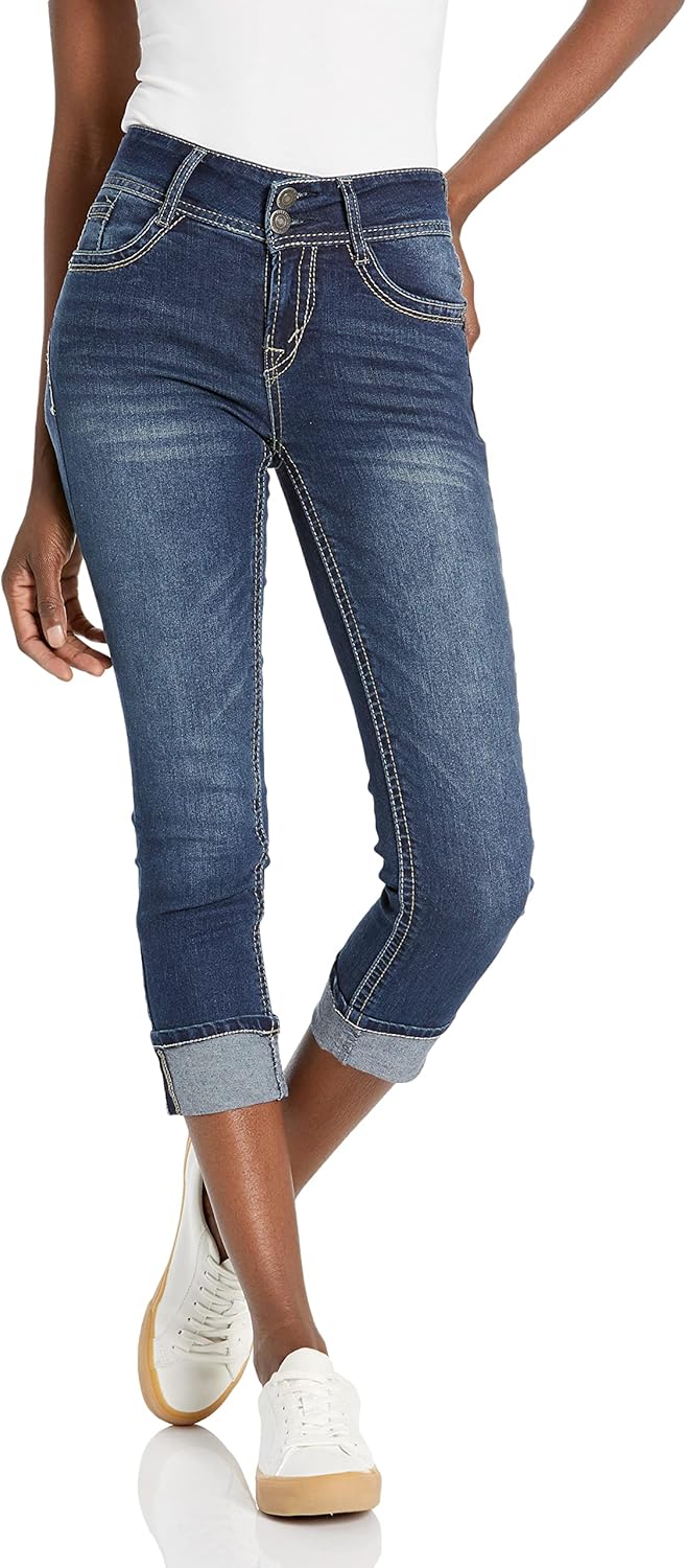 WallFlower Women's Luscious Curvy Crop Mid-Rise Jeans for All
