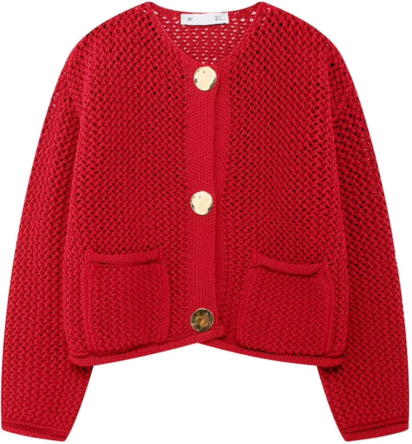 Womens Cropped Cardigan Sweaters with Gold Button Down Style