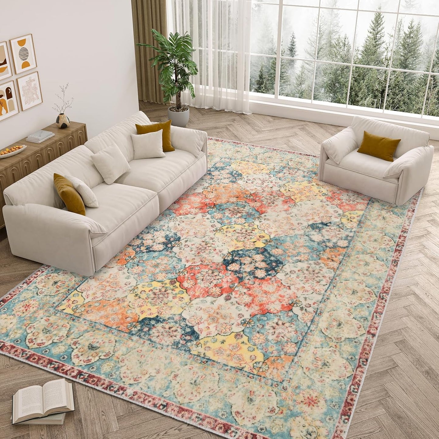 5x7 Area Rugs, Washable Non-Slip Soft Indoor Carpet for Home