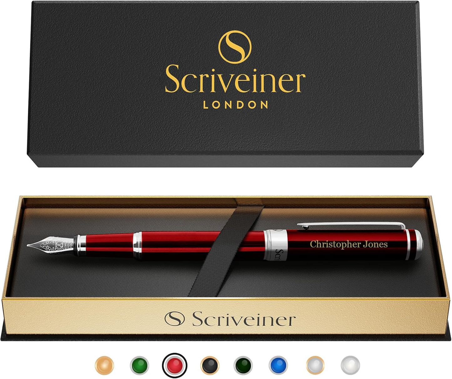 Scriveiner Personalized Deep Crimson Red Pen for Luxury Writing