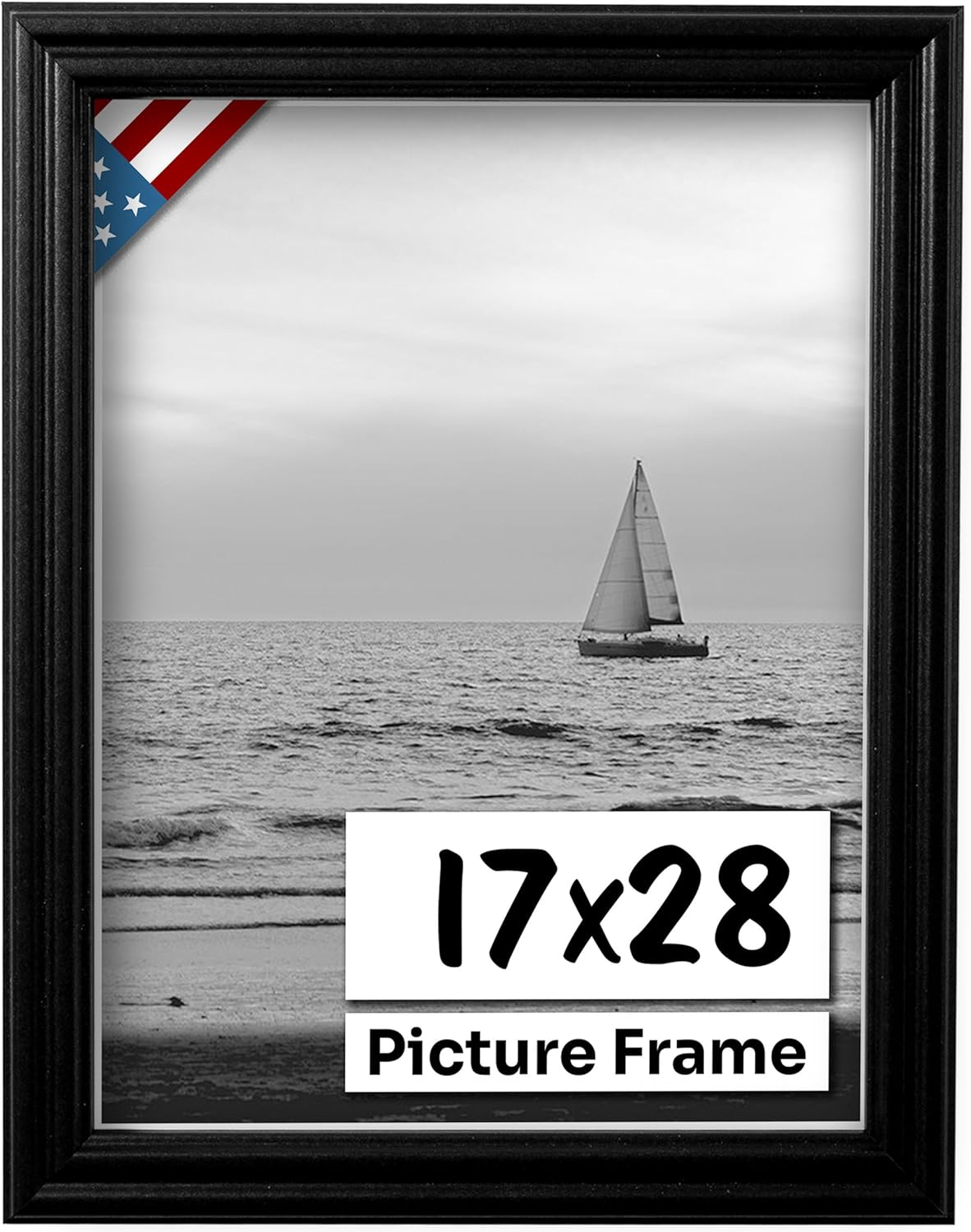 Black 17x28 Picture Frame with UV-Blocking Plexiglass for Art