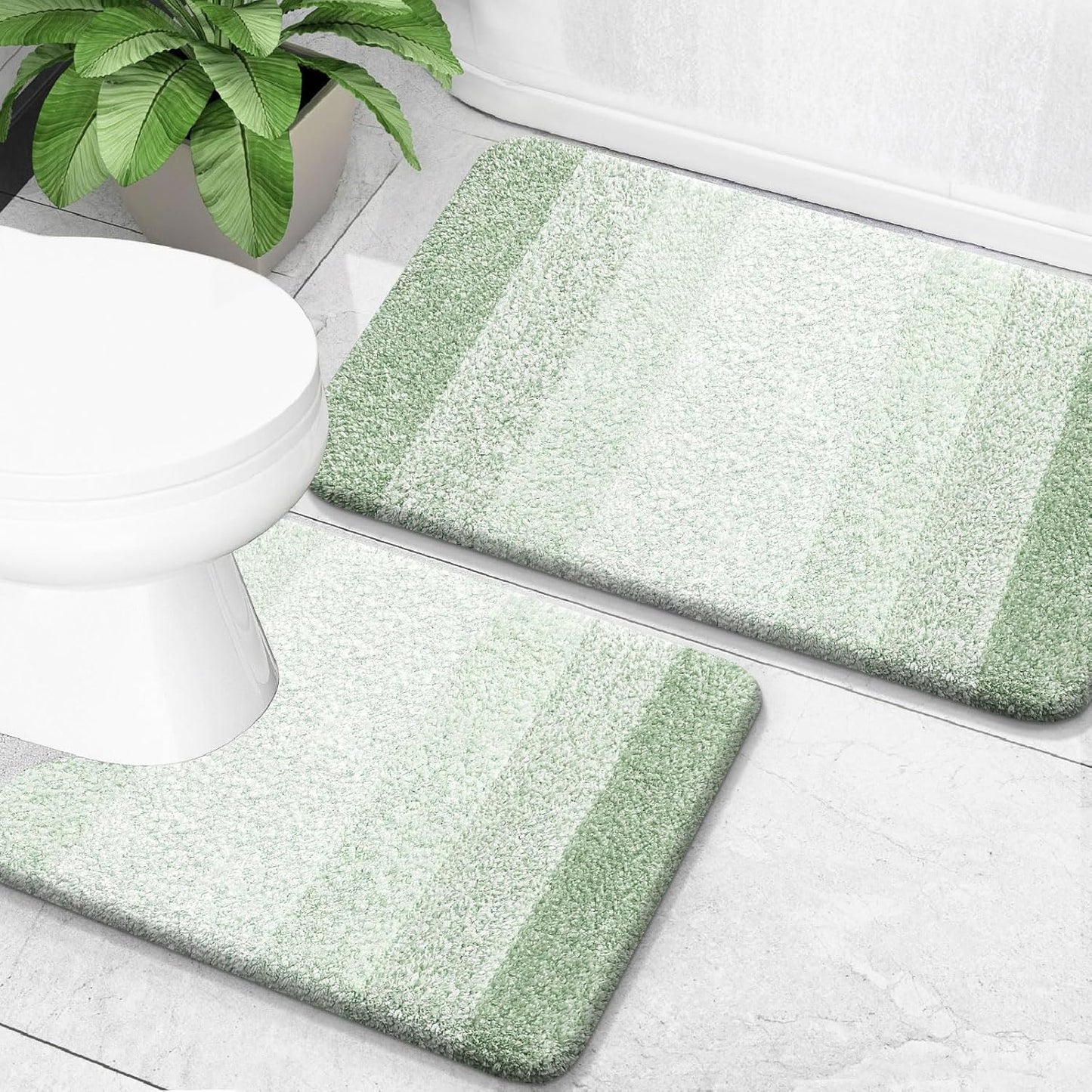 OLANLY Bathroom Rug Set 2 Piece, Soft Microfiber Mats for Home