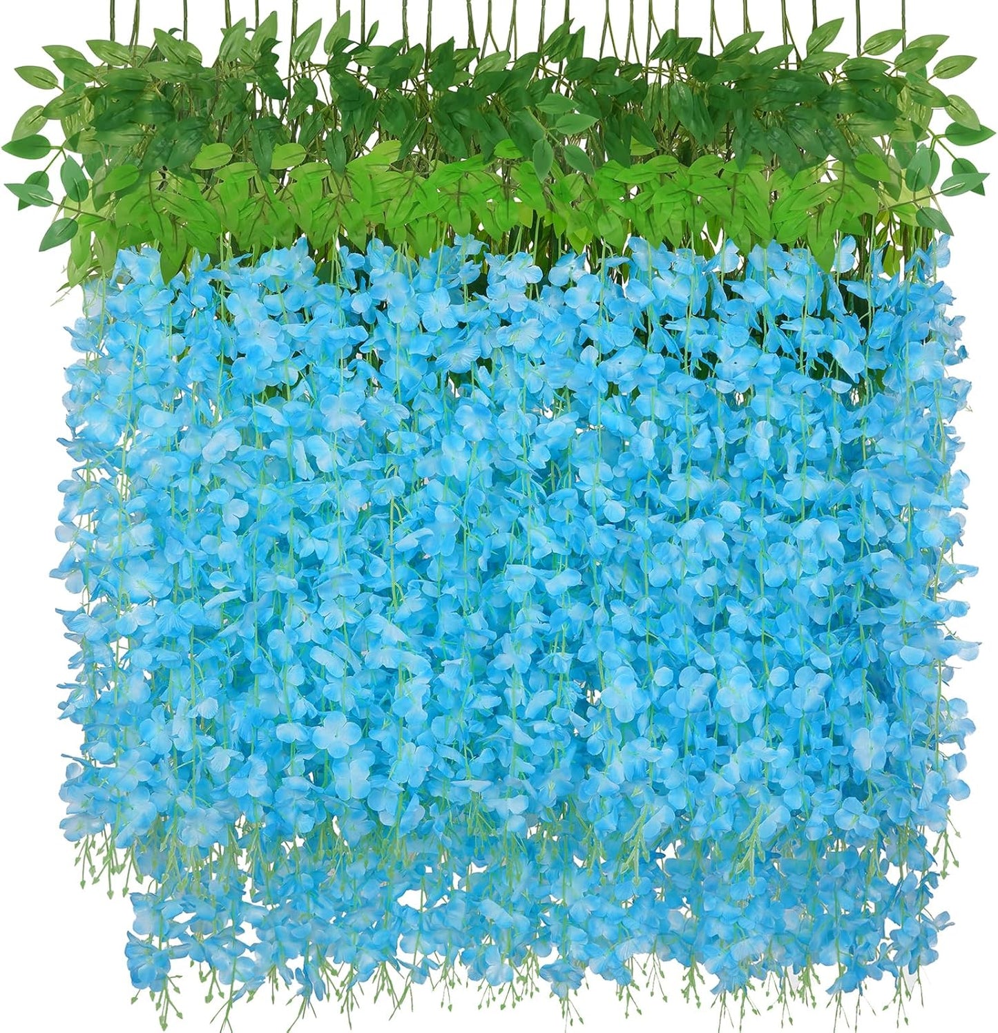 36Pcs Blue Fake Wisteria Hanging Flowers for Stunning Decor