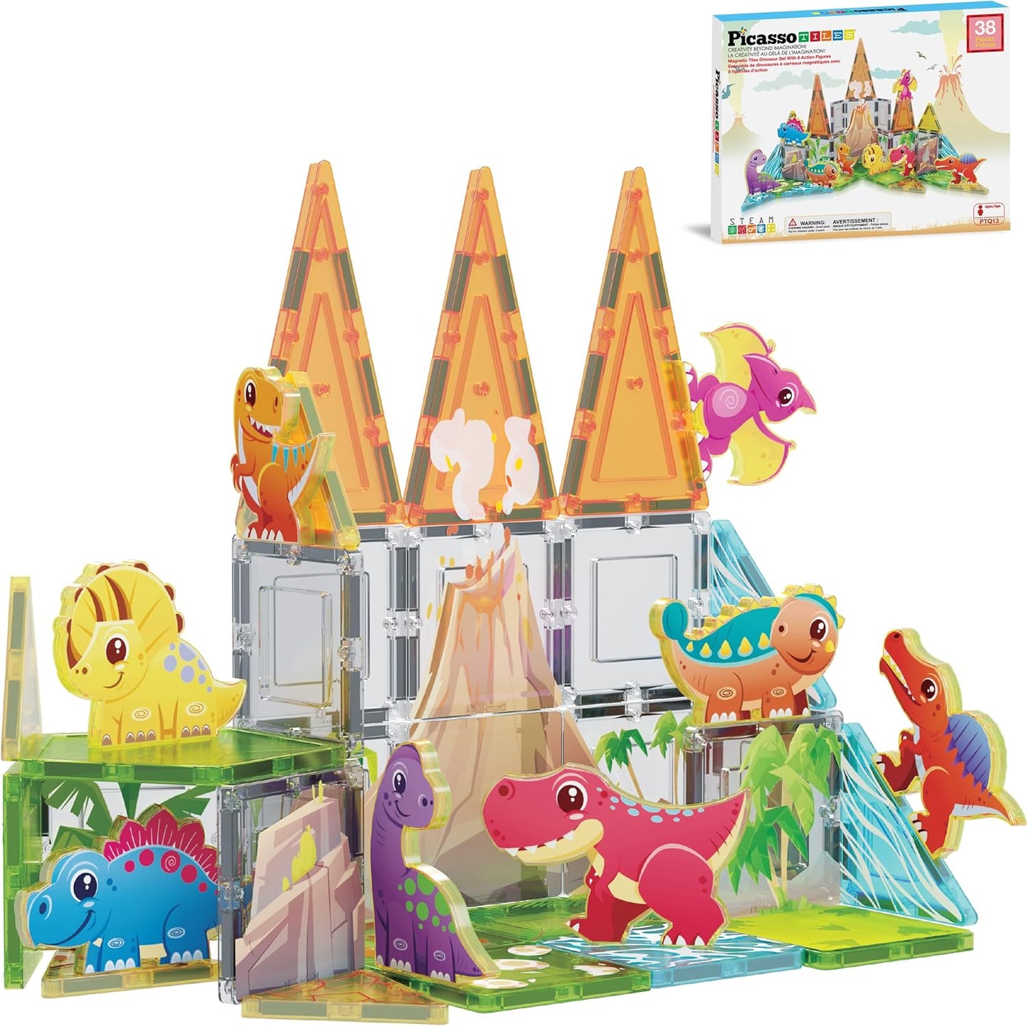 Dinosaur Magnetic Adventure with 38pcs Building Blocks Set