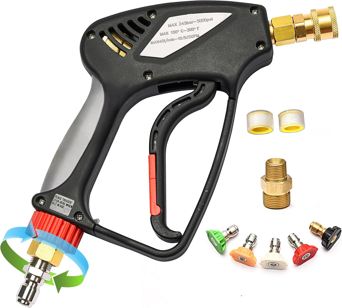 High-Pressure Washer Gun - 5000 PSI Power, 360 Swivel, Car Wash Tip