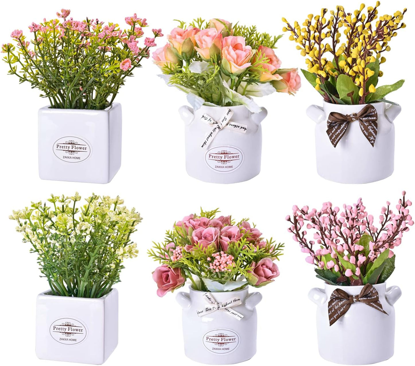 LUEUR Artificial Spring Flowers in Ceramic Pot: Stunning Home Decor
