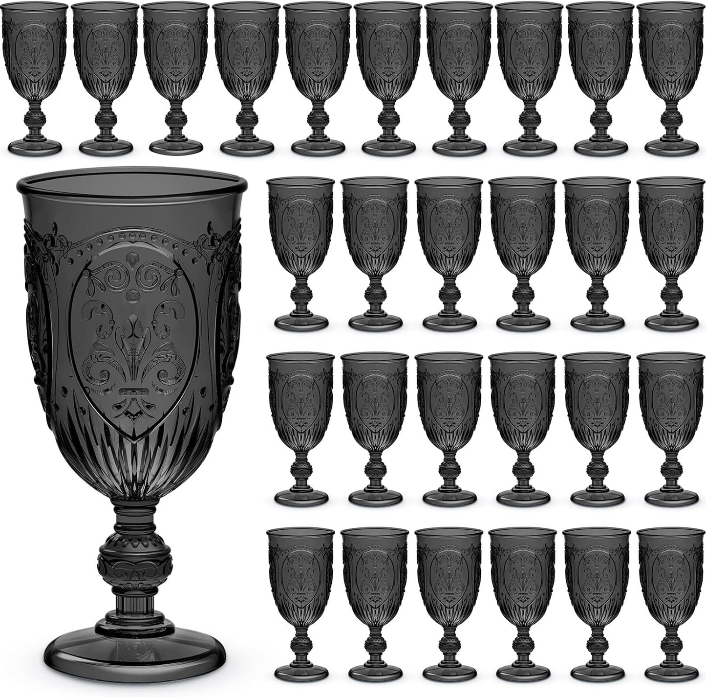 48 Pcs Vintage Plastic Goblets for Elegant Events and Parties