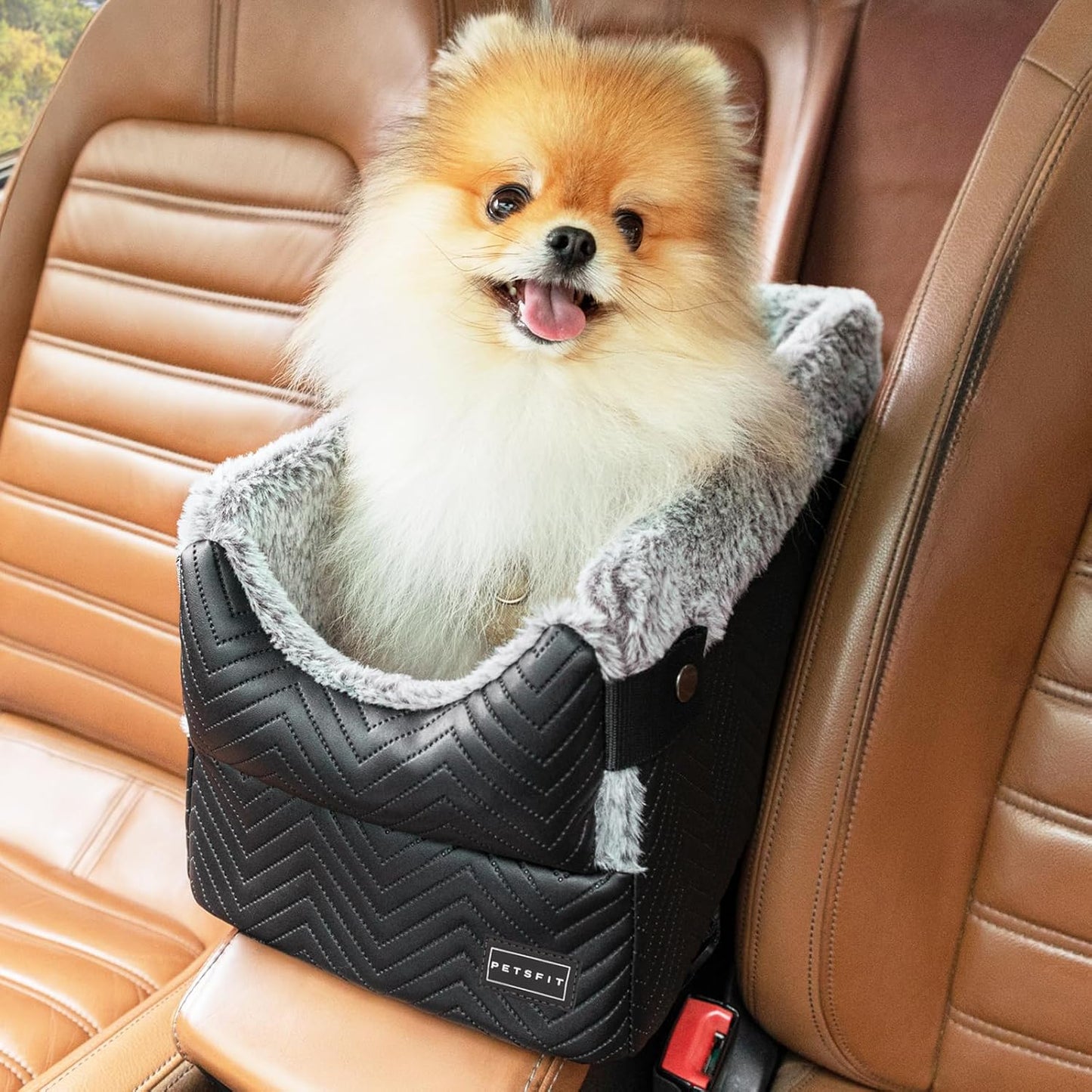 PETSFIT Center Console Dog Car Seat for Small Dogs Up to 8 Lbs