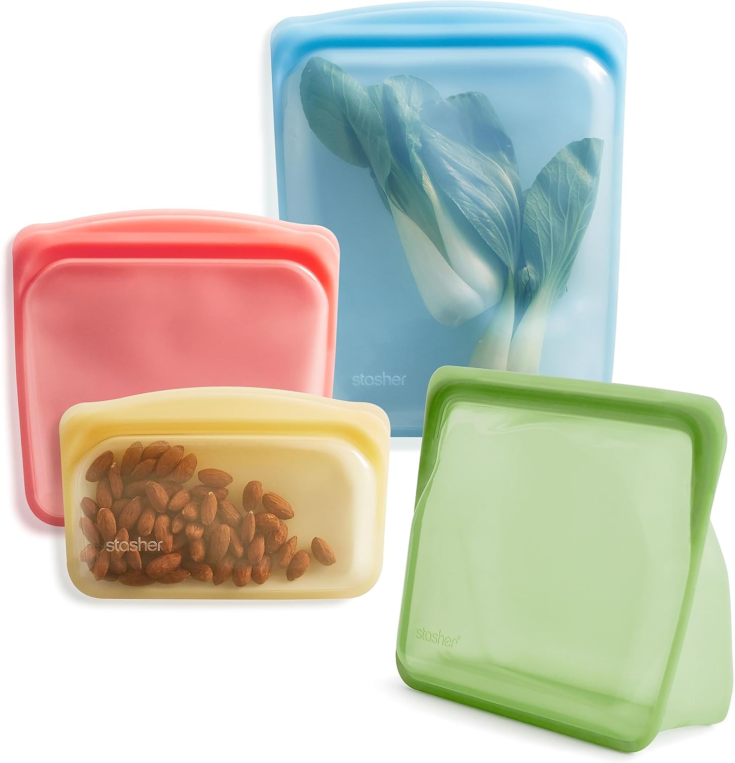Stasher Premium Silicone Reusable Food Storage Bags, 4-Pack